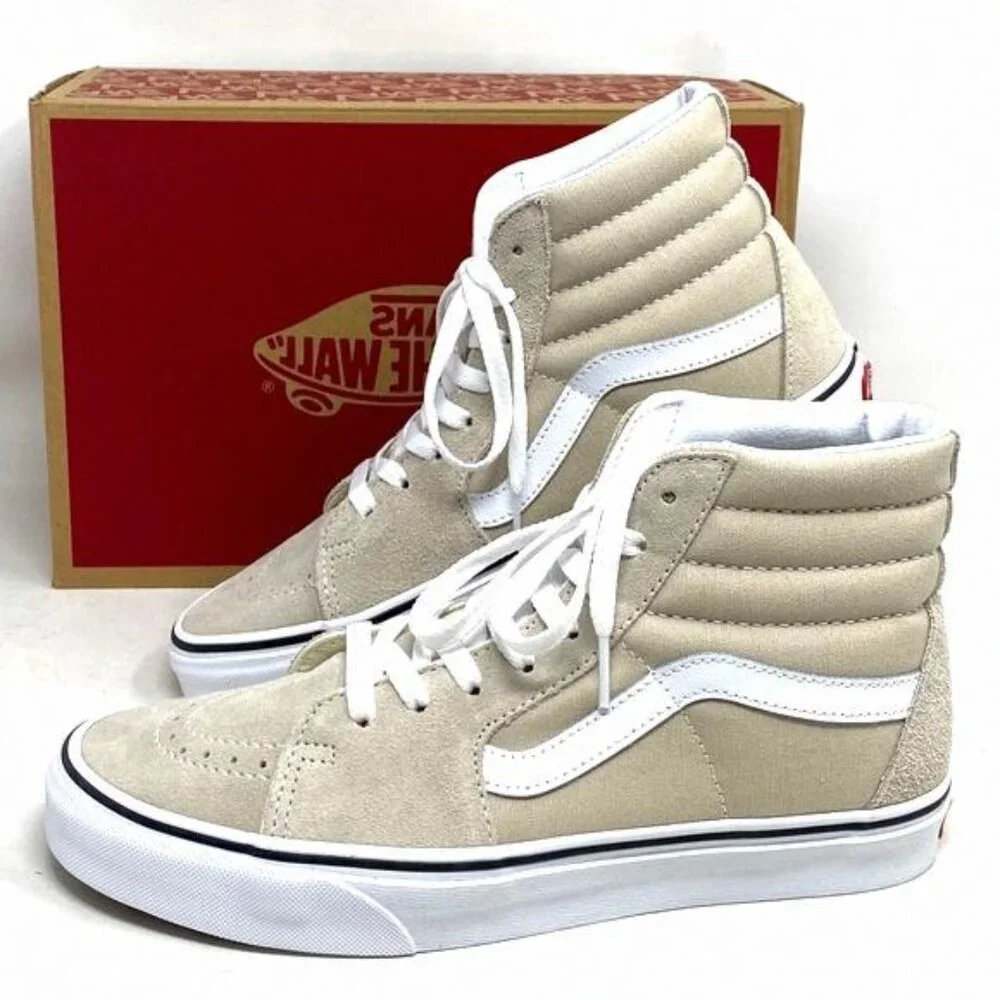 VANS Sk8-Hi Shoes Beige Suede Canvas Casual Sneakers VN0005U9BLL Size Women's SB